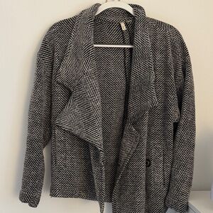 Frenchi Black and White Herringbone Jacket